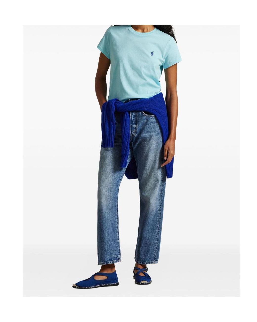 Polo Ralph Lauren Blue Logo Embroidered Crewneck T-Shirt