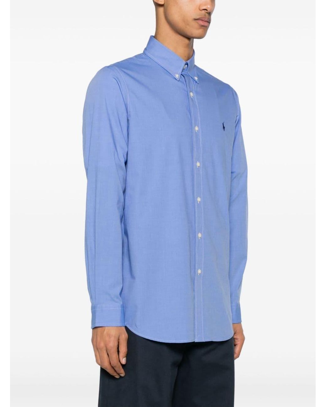 Polo Ralph Lauren Blue Pony Embroidered Curved Hem Shirt for men