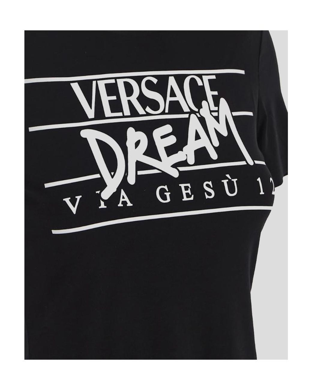 Versace Black Dream-Print Short-Sleeved T-Shirt