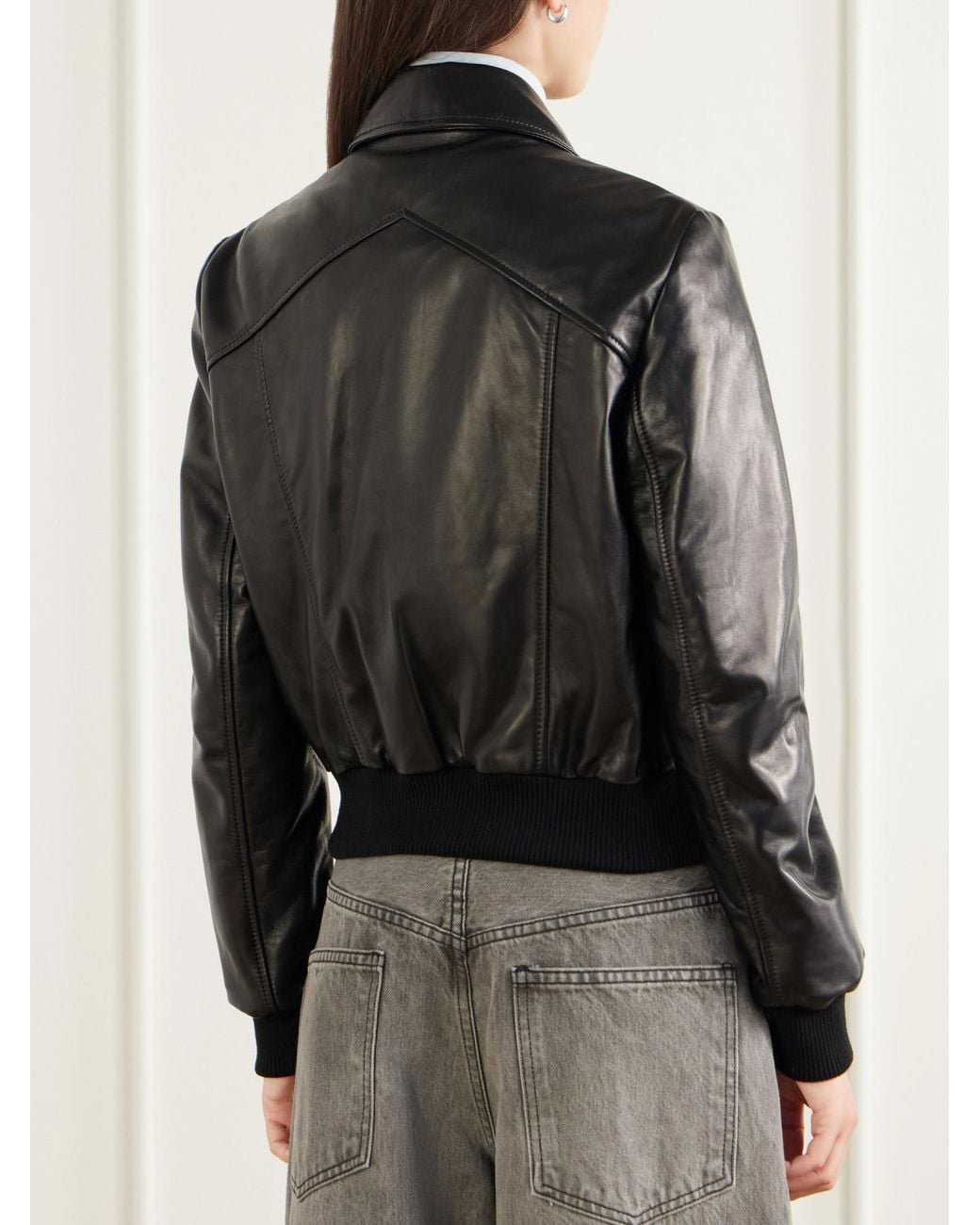 Nili Lotan Black Leather Cropped Jacket