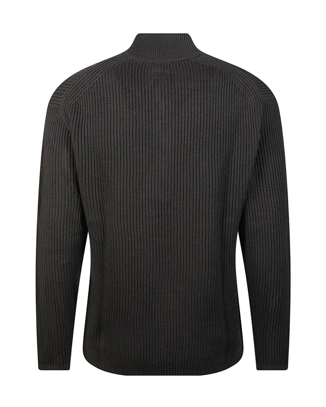 C P Company Black Zip Polo Knitted Sweater for men