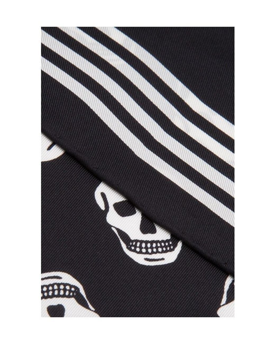 McQueen White Skull Print Scarf