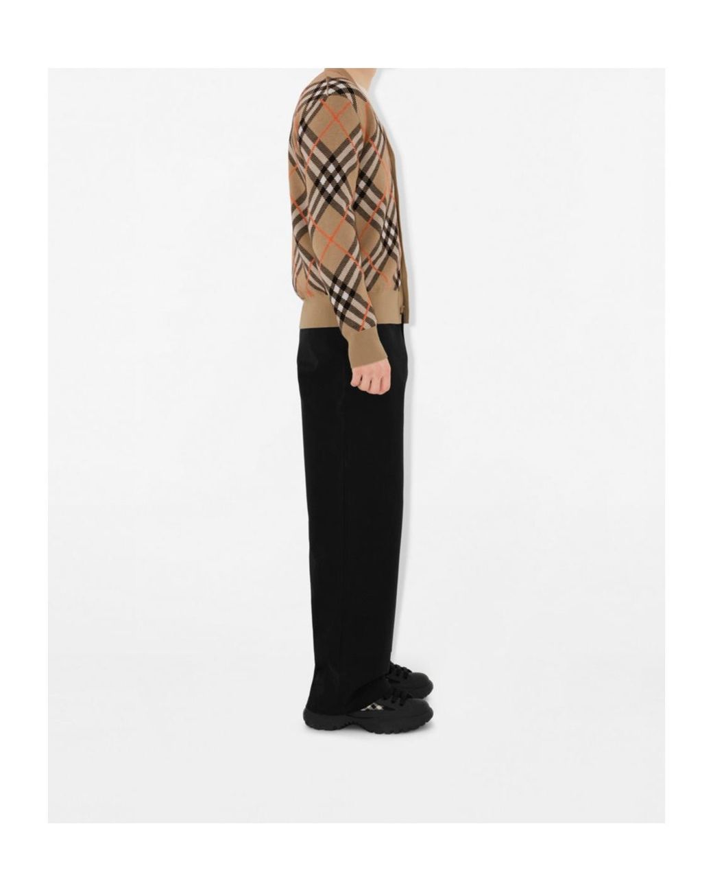 Burberry Brown Wool-Blend Check Cardigan for men