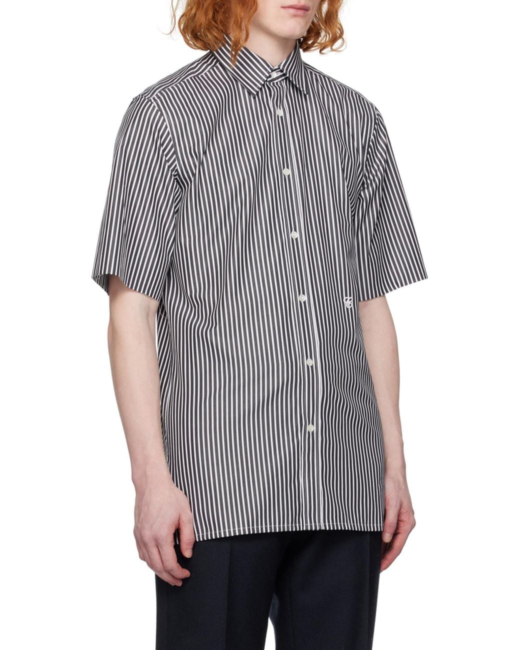 Maison Margiela Gray C-Striped Short-Sleeved Shirt for men