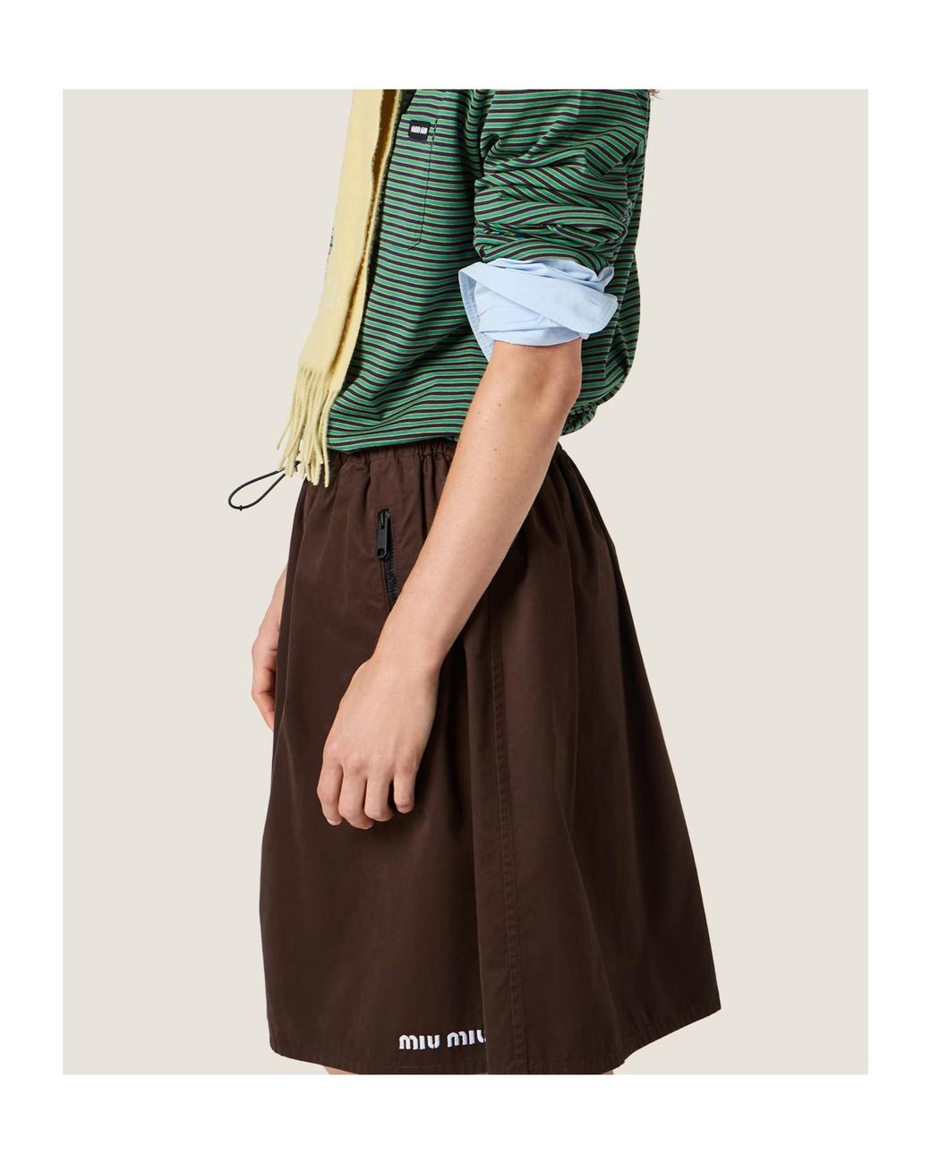 Miu Miu Brown Washed Gabardine Skirt