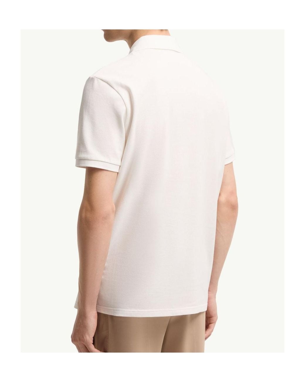 Moncler White Logo Patch Piqué Polo Shirt for men