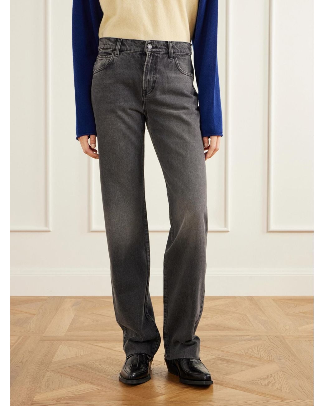 Guest In Residence Gray Relaxed Straight-Leg Jeans