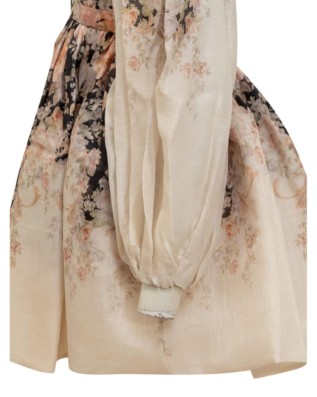 Zimmermann Natural Illustration Drapped Mini Dress