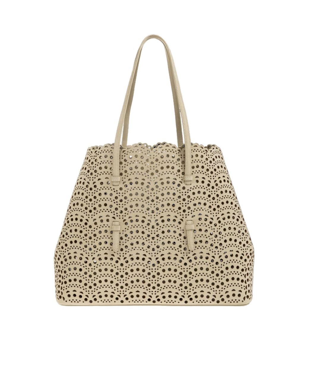 Alaïa Natural Alaïa Mina 37 Laser-Cut Tote Bag
