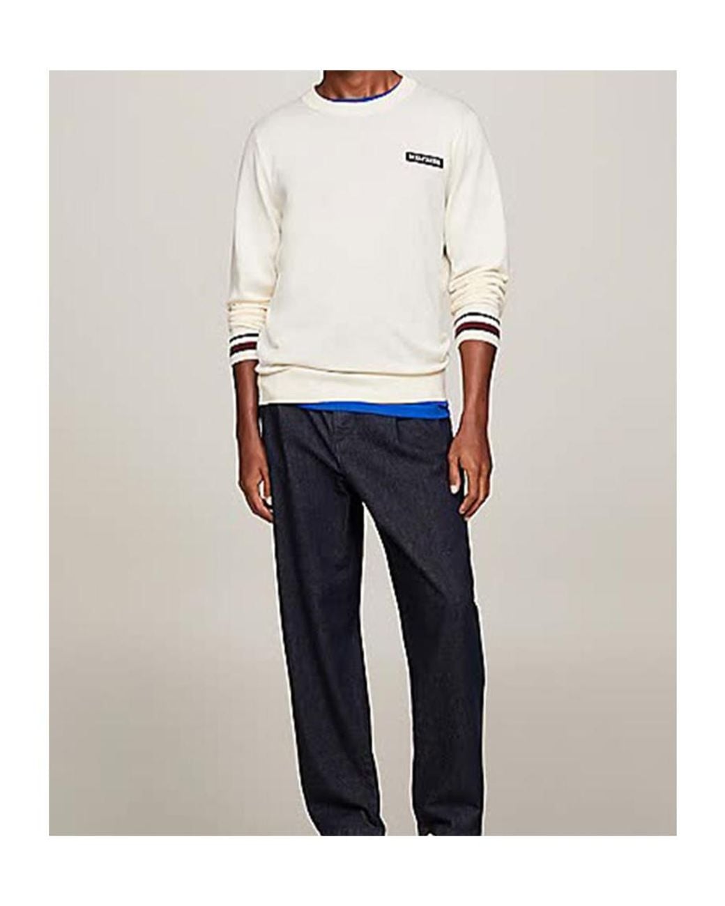 Tommy Hilfiger White Round-Neck Sweater for men