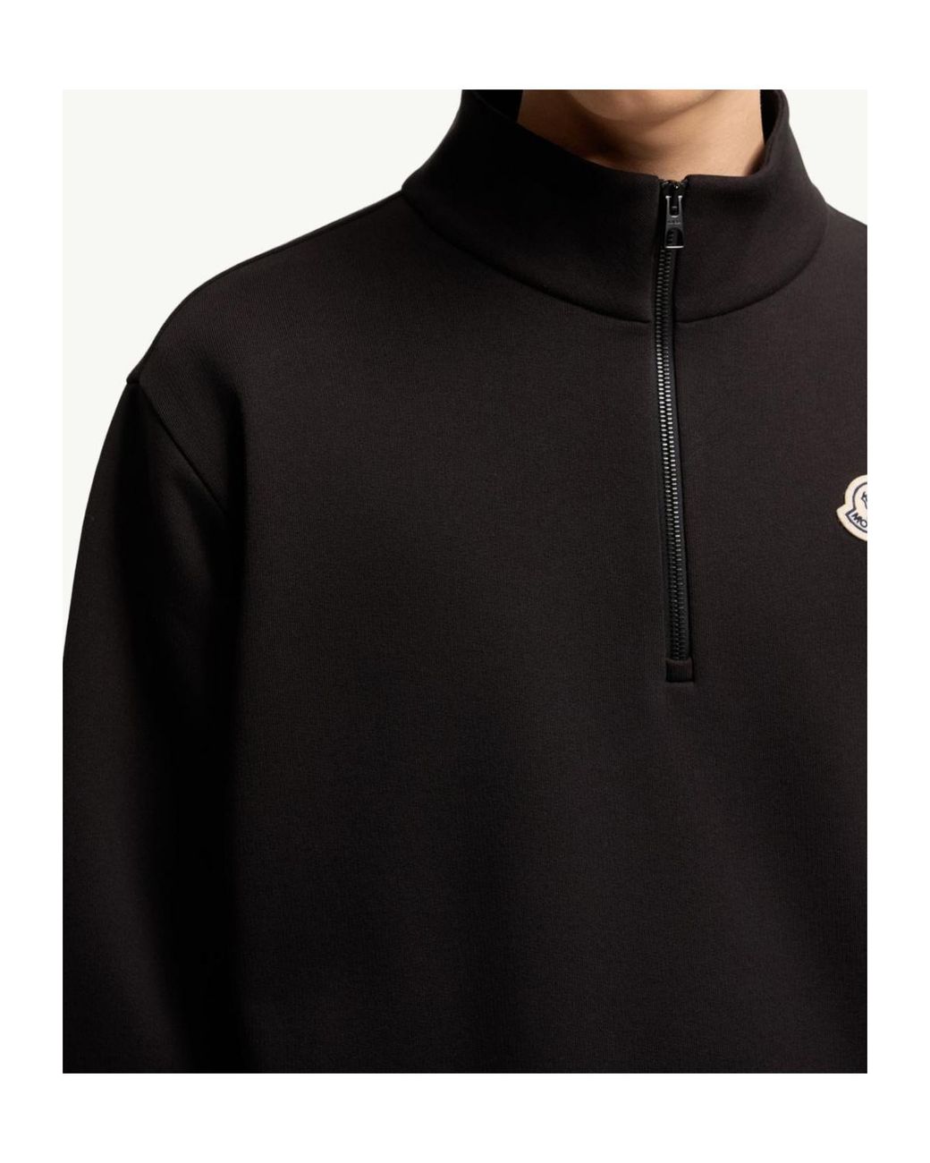Moncler Black Logo Patch Zip-Up Sweatshirt for men