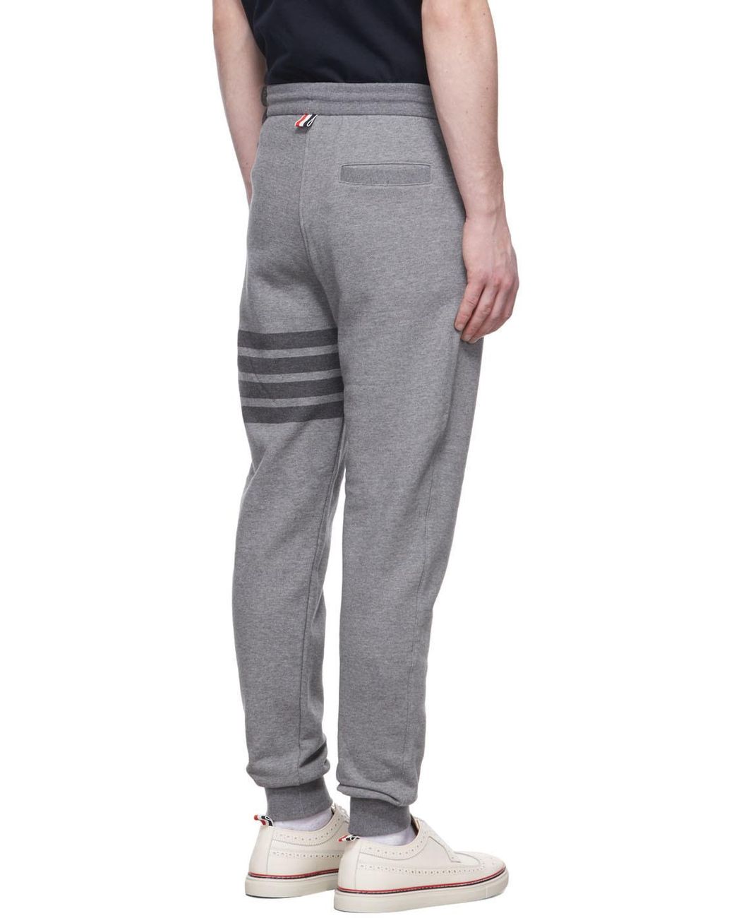 Thom Browne Gray Bar Drawstring Track Pants for men