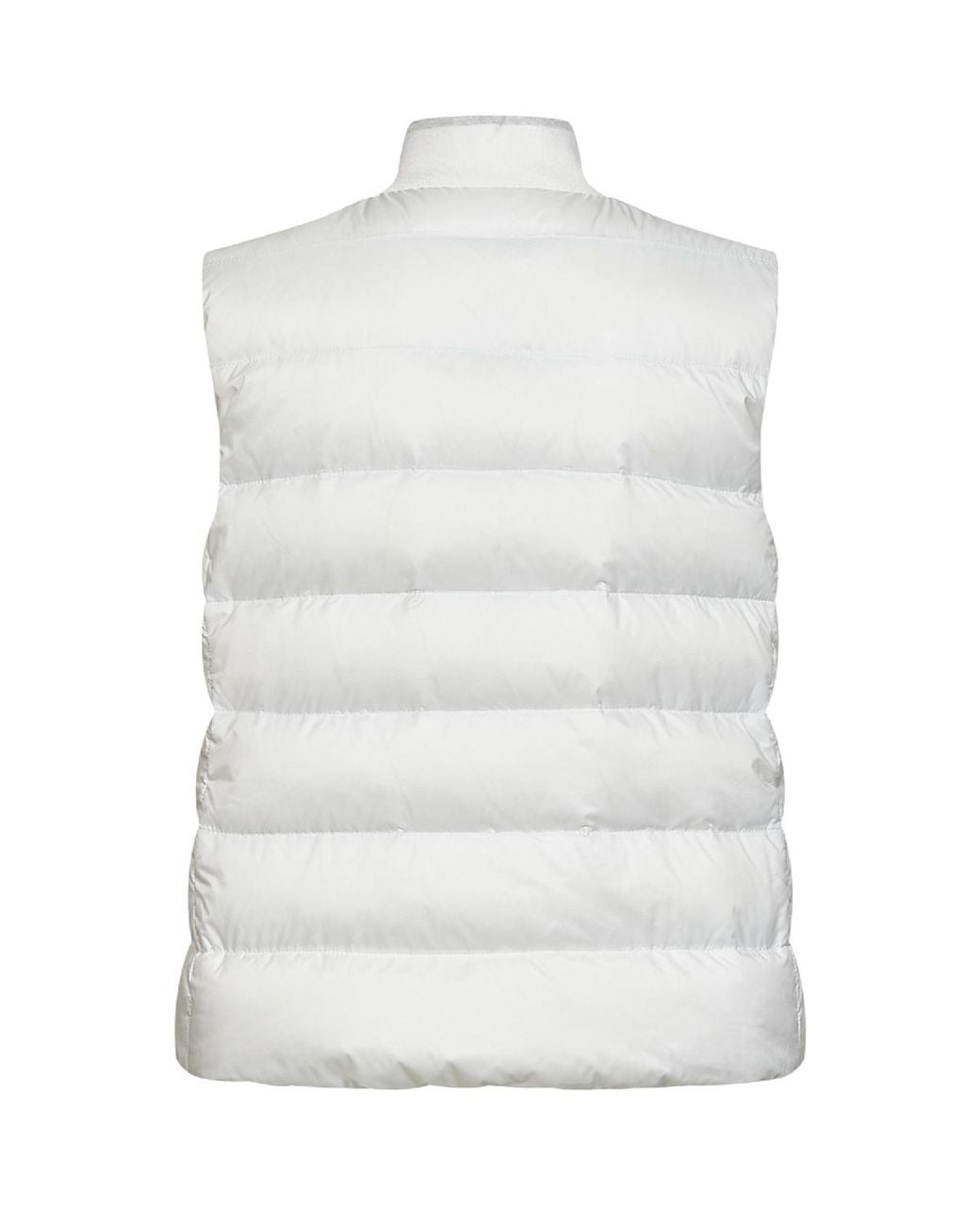 Brunello Cucinelli White Chalk Nylon Padded Vest With Logo Patch
