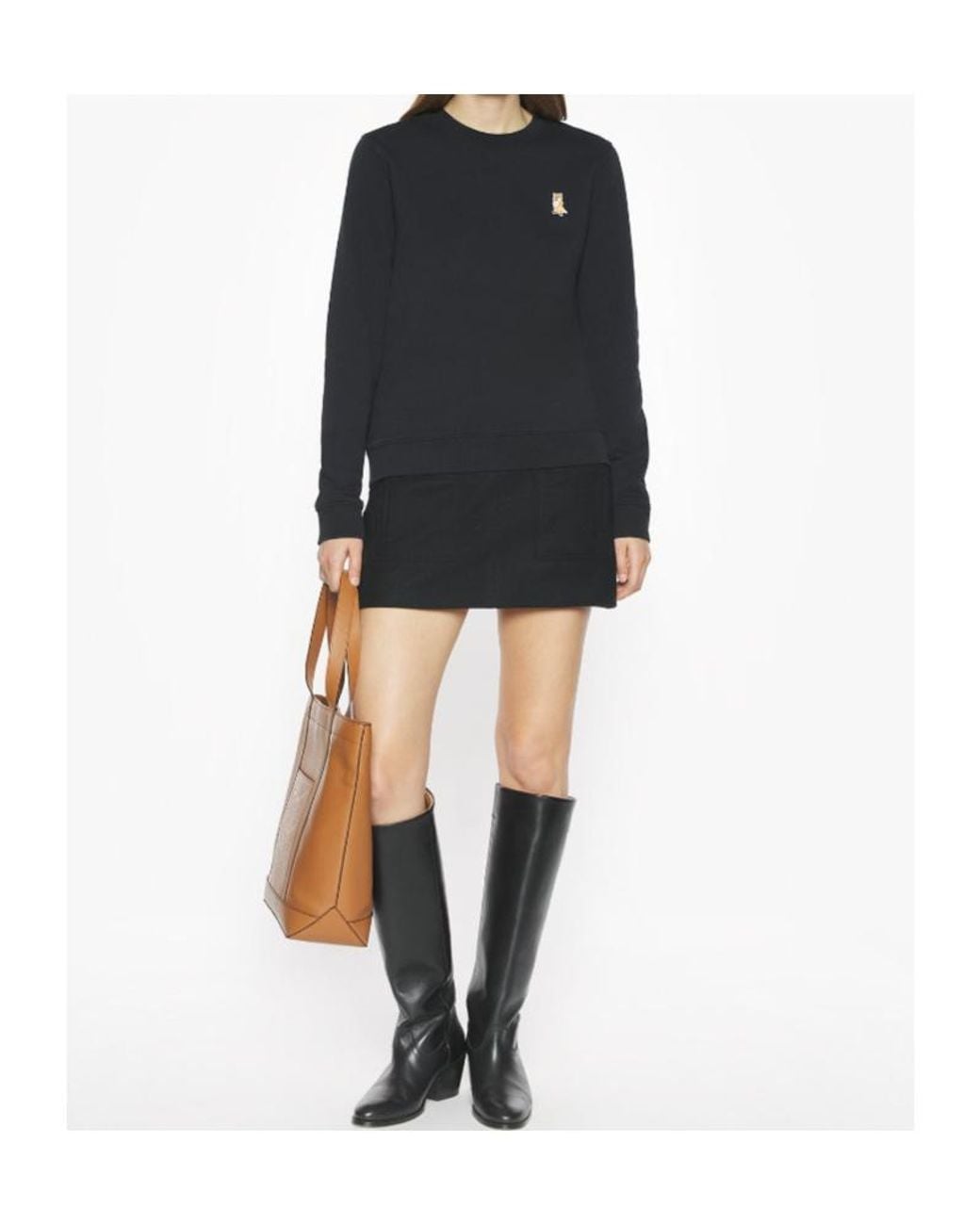 Maison Kitsuné Black Maison Kitsuné Logo-Patch Crewneck Sweatshirt