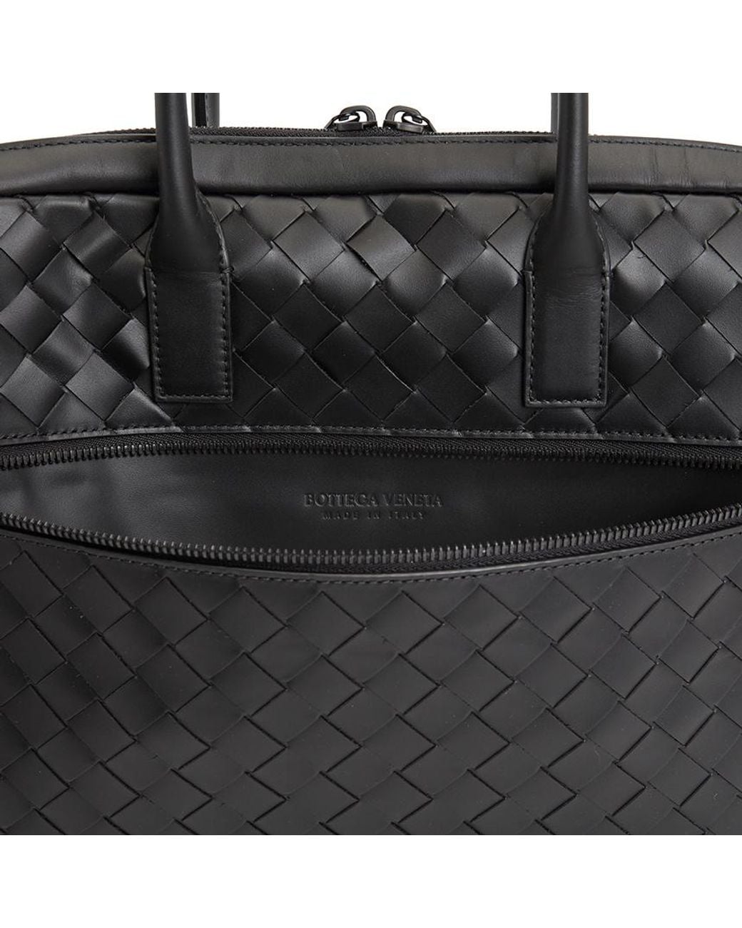 Bottega Veneta Black Woven Briefcase for men