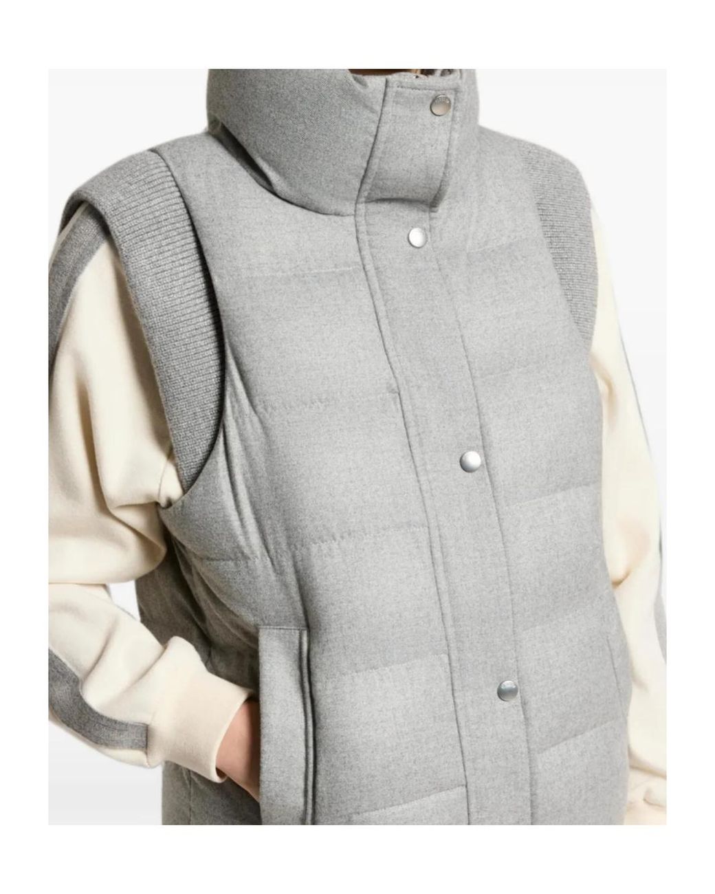 Peserico Gray High-Neck Quilted Gilet