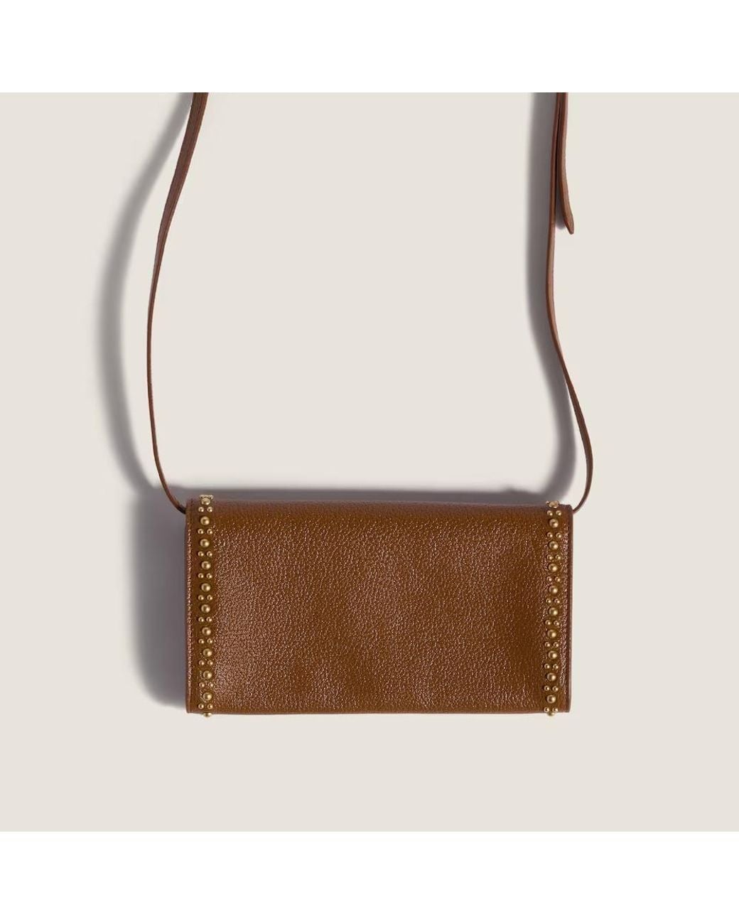 Miu Miu Brown Leather Wallet With Shoulder Strap