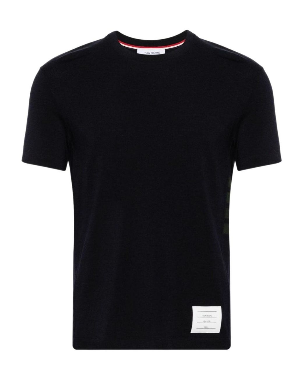 Thom Browne Black Short-Sleeved Crewneck Knitted T-Shirt for men