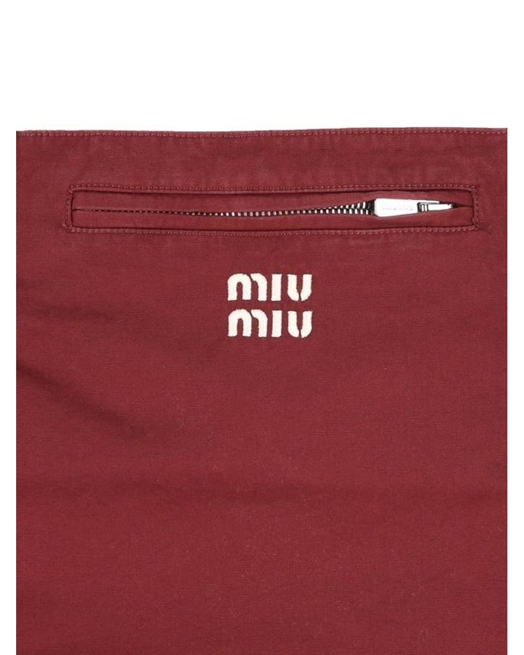 Miu Miu Red Washed Poplin Mini Skirt