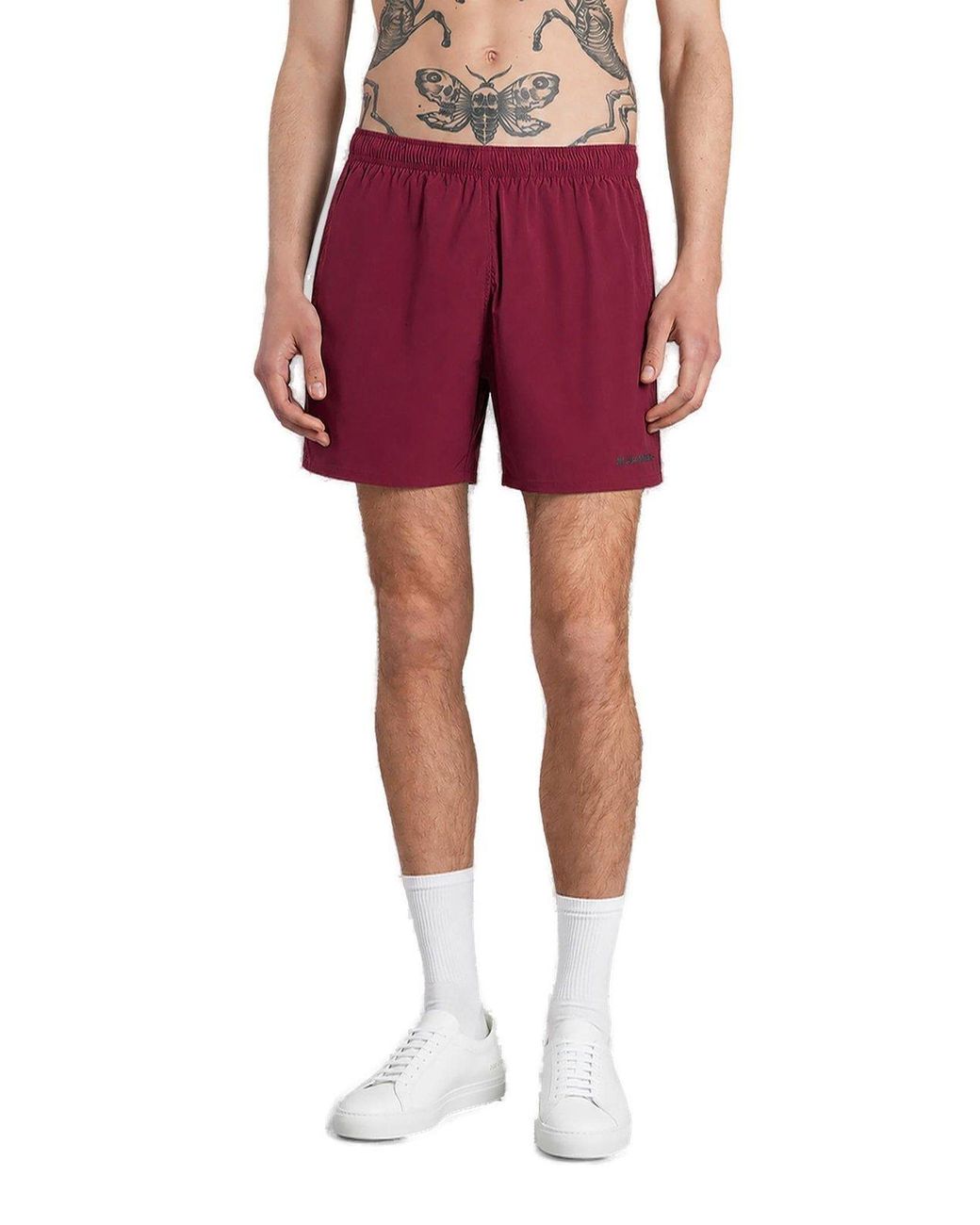 Jil Sander Red ロゴプリント ハイウエスト スイムショーツ for men