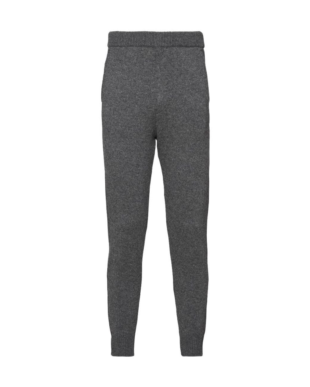 Prada Gray Logo Embroidered Jogging Pants for men