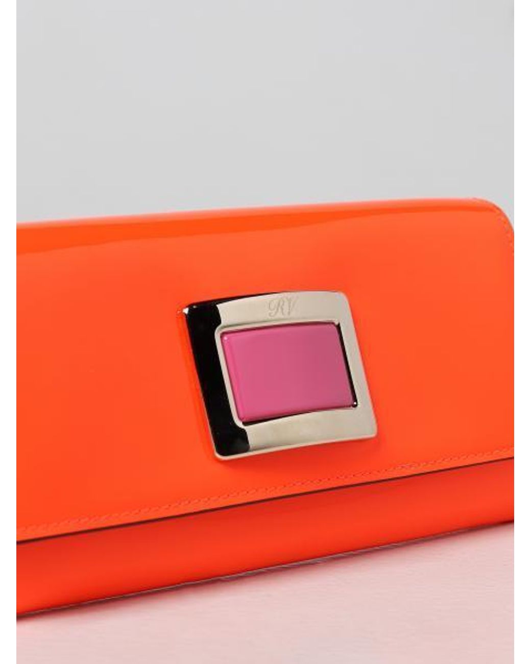 Roger Vivier Orange Belle Vivier Metal Buckle Wallet