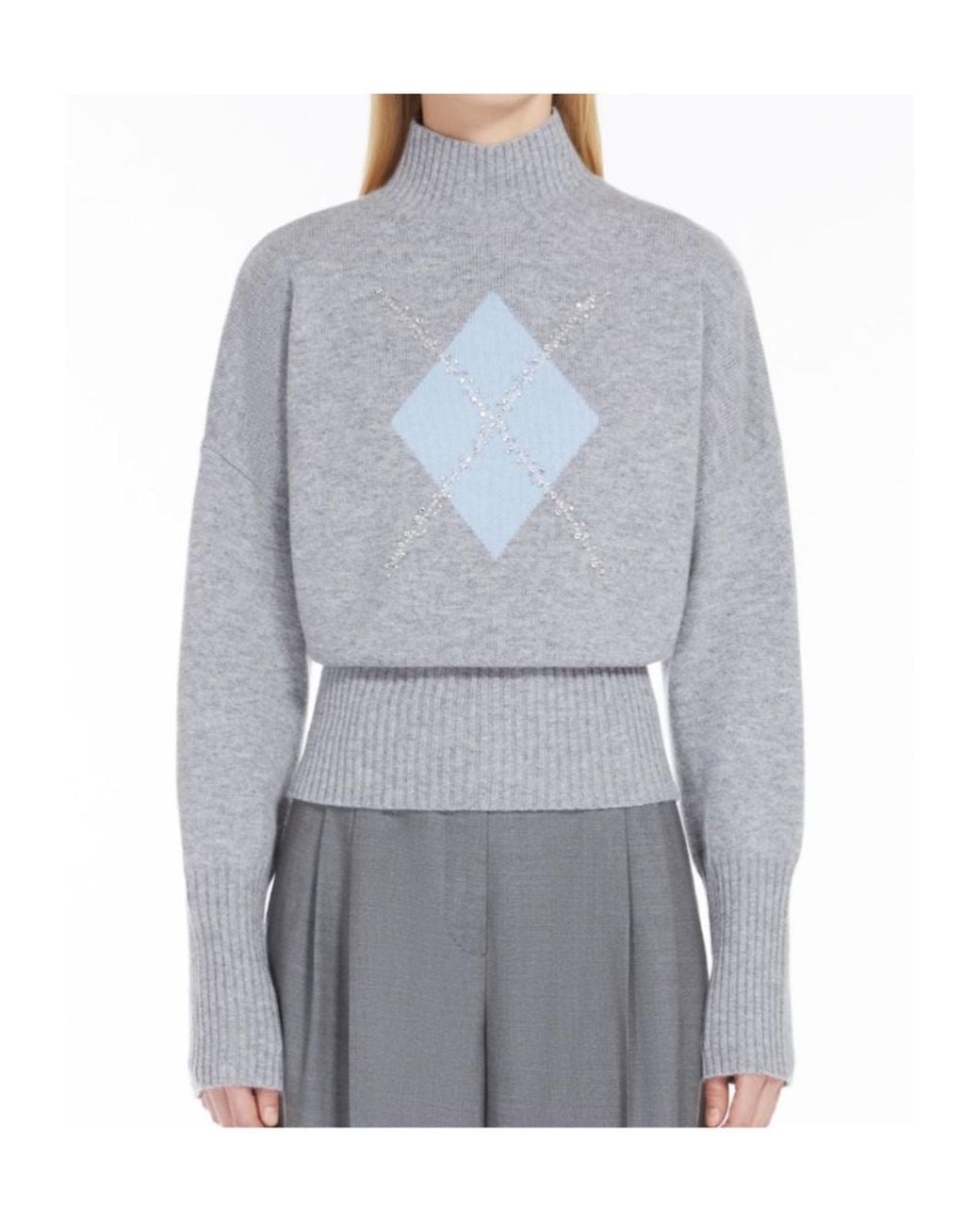 Max Mara Gray Studio High Neck Long-Sleeved Jumper