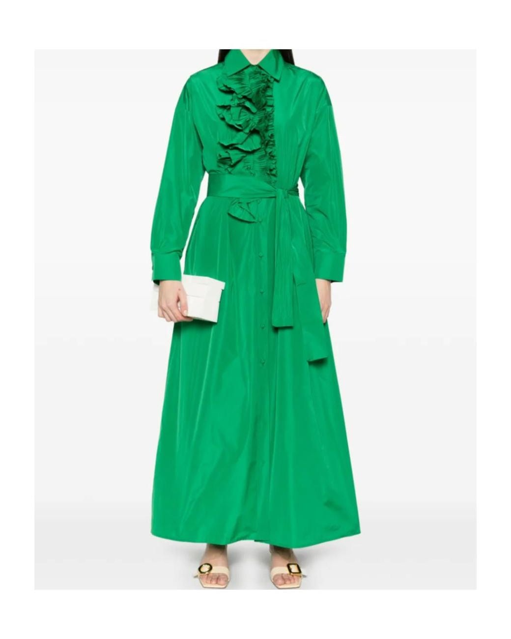 P.A.R.O.S.H. Green Pimpy Maxi Dress
