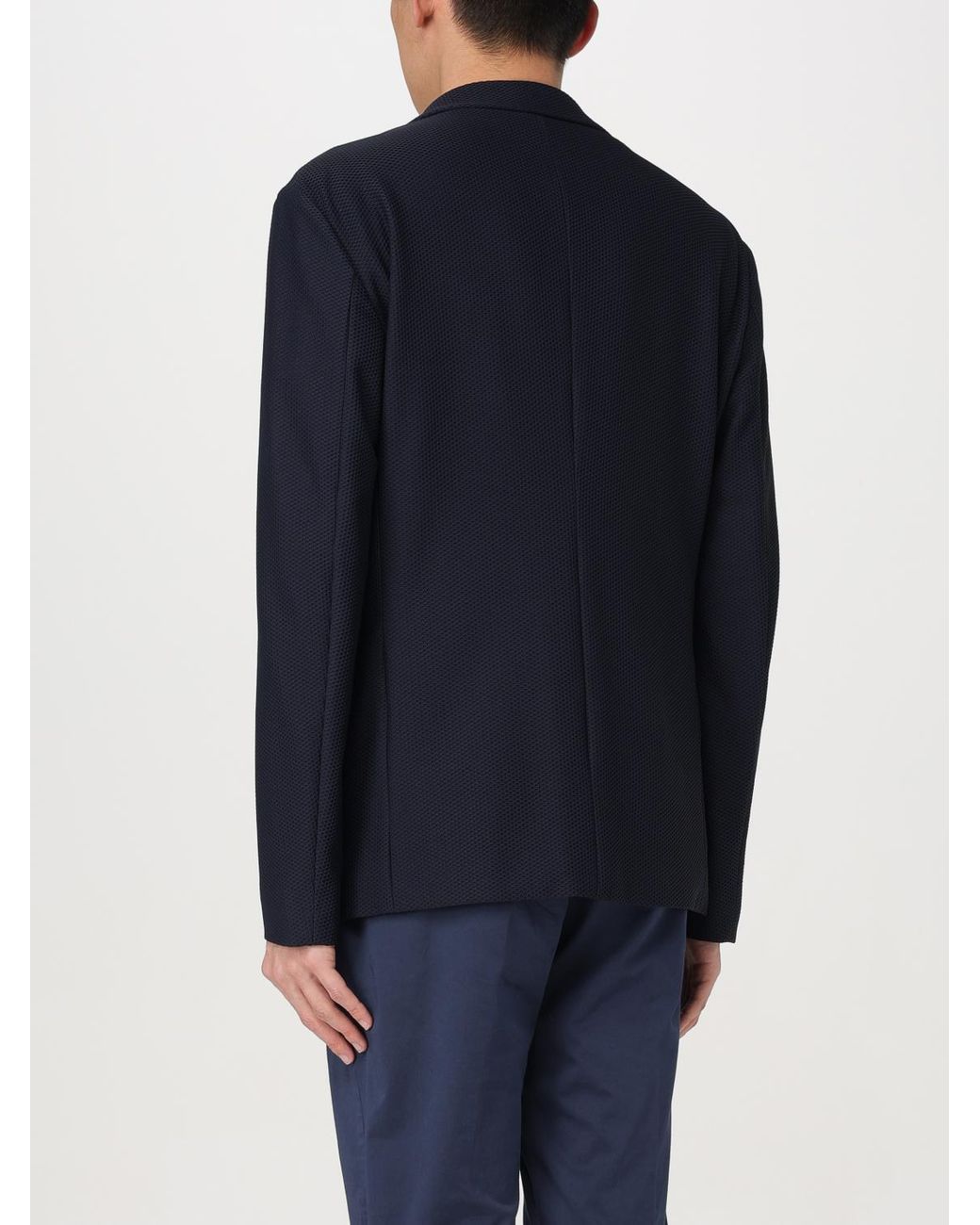 Giorgio Armani Blue Single-Breasted Straight Hem Blazer for men
