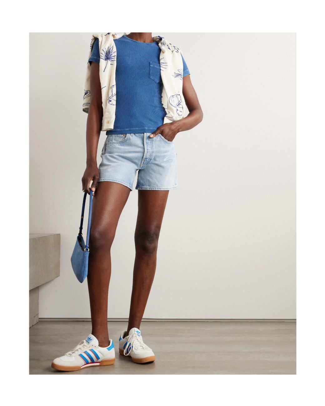Agolde Blue Denim Shorts With Belt Loops
