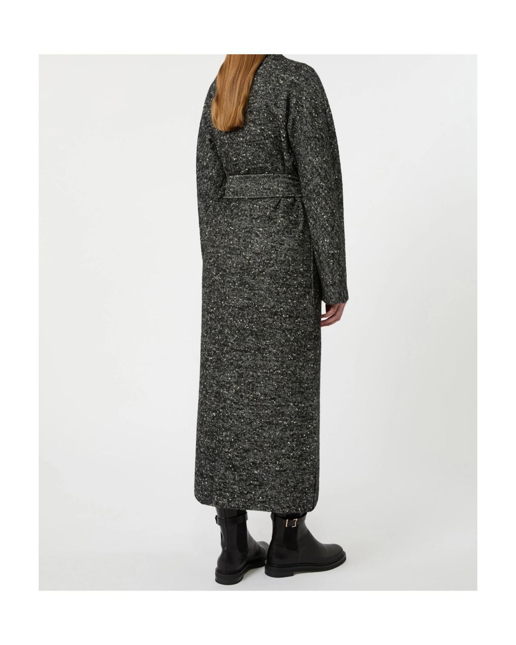 Max Mara Black Studio Eroso Belted Tweed Coat