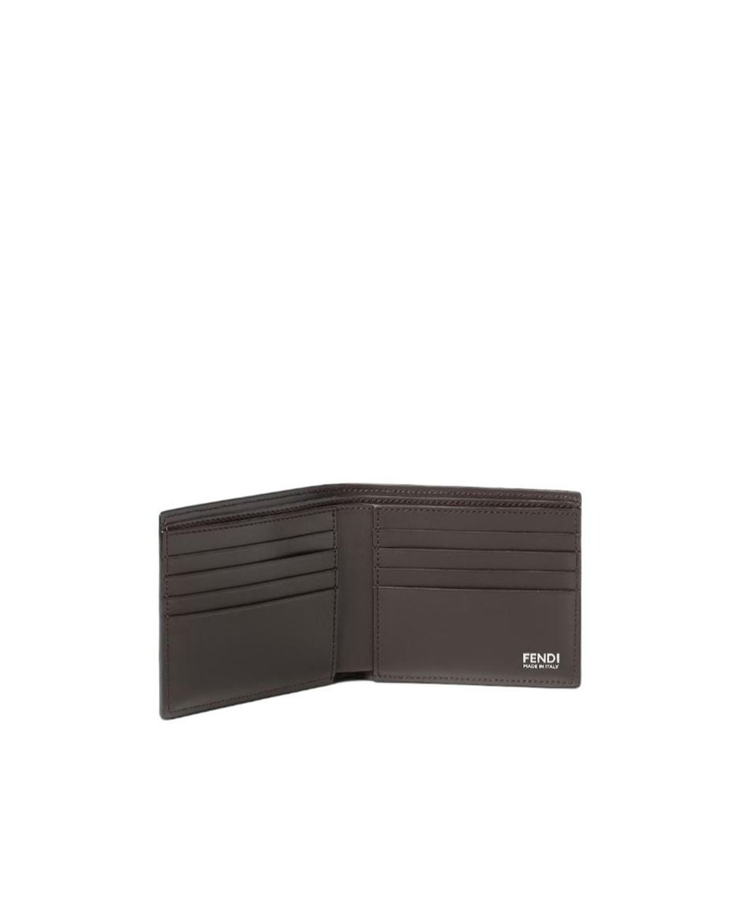 Fendi Gray Two-Tone And Ebony Leather Bi-Fold Wallet for men