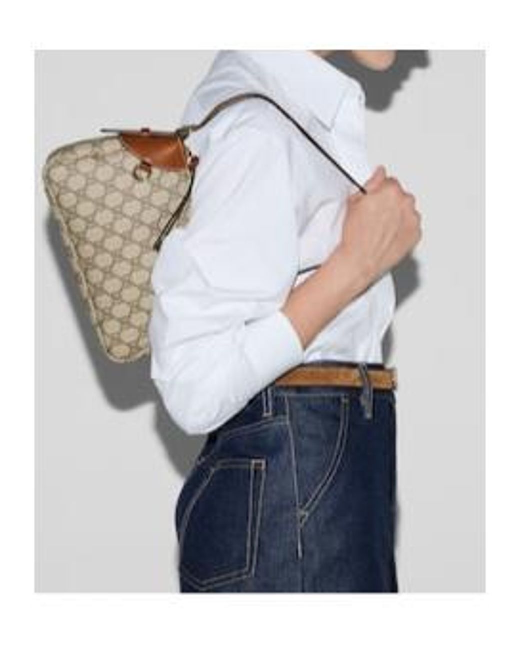 Gucci Brown Gg Emblem Small Shoulder Bag