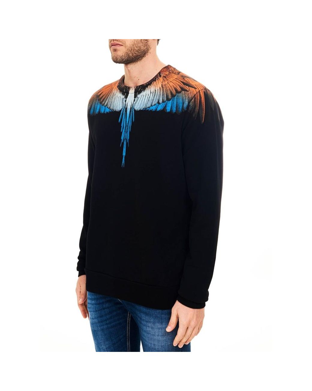 Marcelo Burlon Black Wings Print Crew Neck Sweatshirt for men