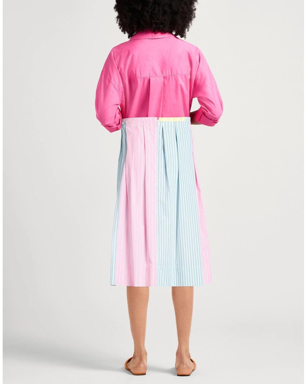 Marni Yellow Striped Pleated Skirt