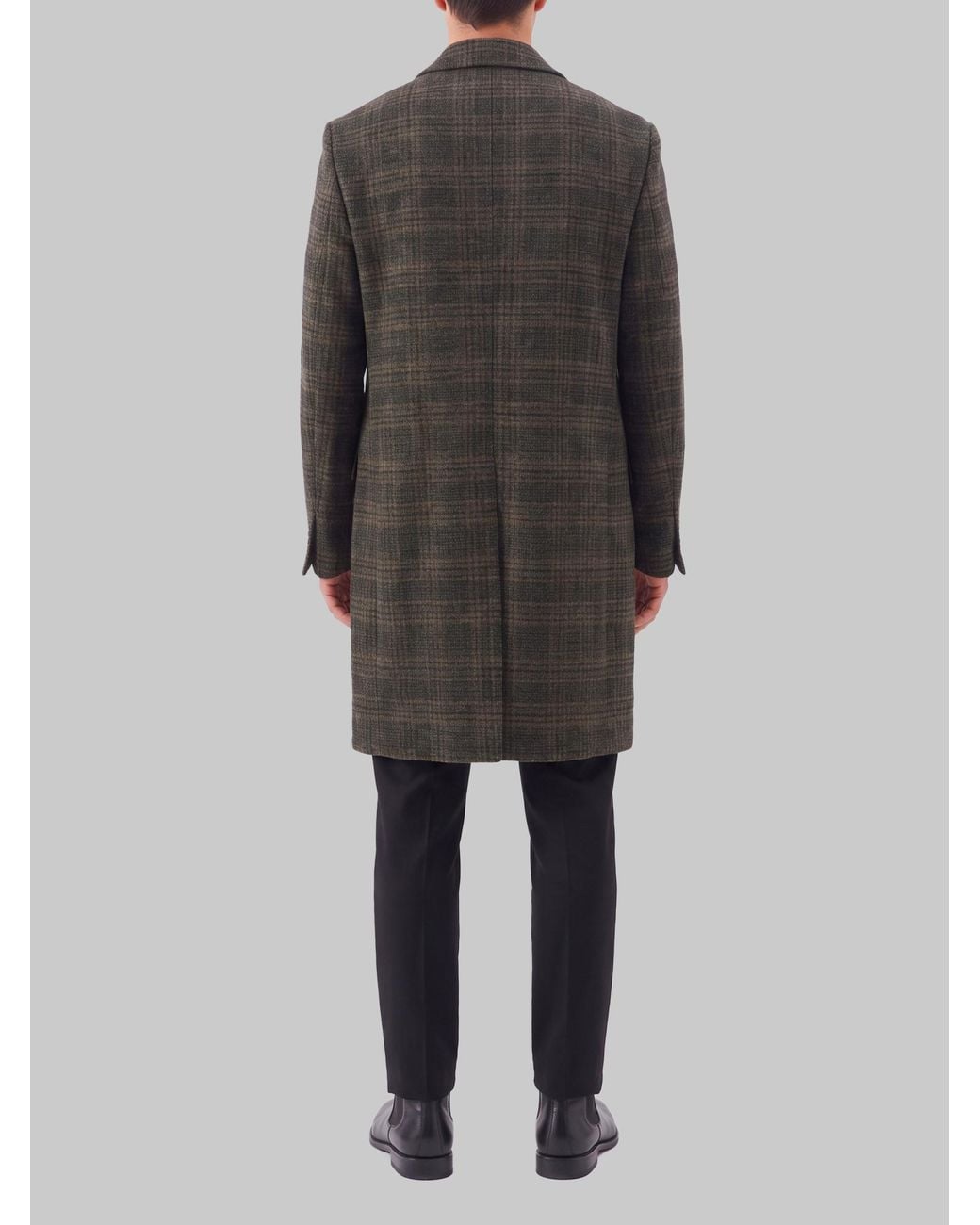 Barena Black Filzada Checked Single-Breasted Coat for men