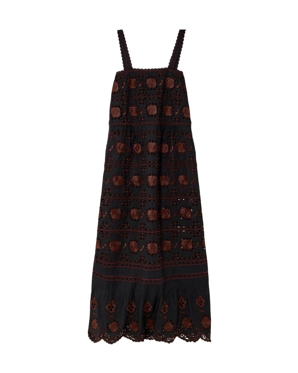 Vita Kin Black Grace Scalloped Broderie Anglaise Cotton-Poplin Maxi Dress