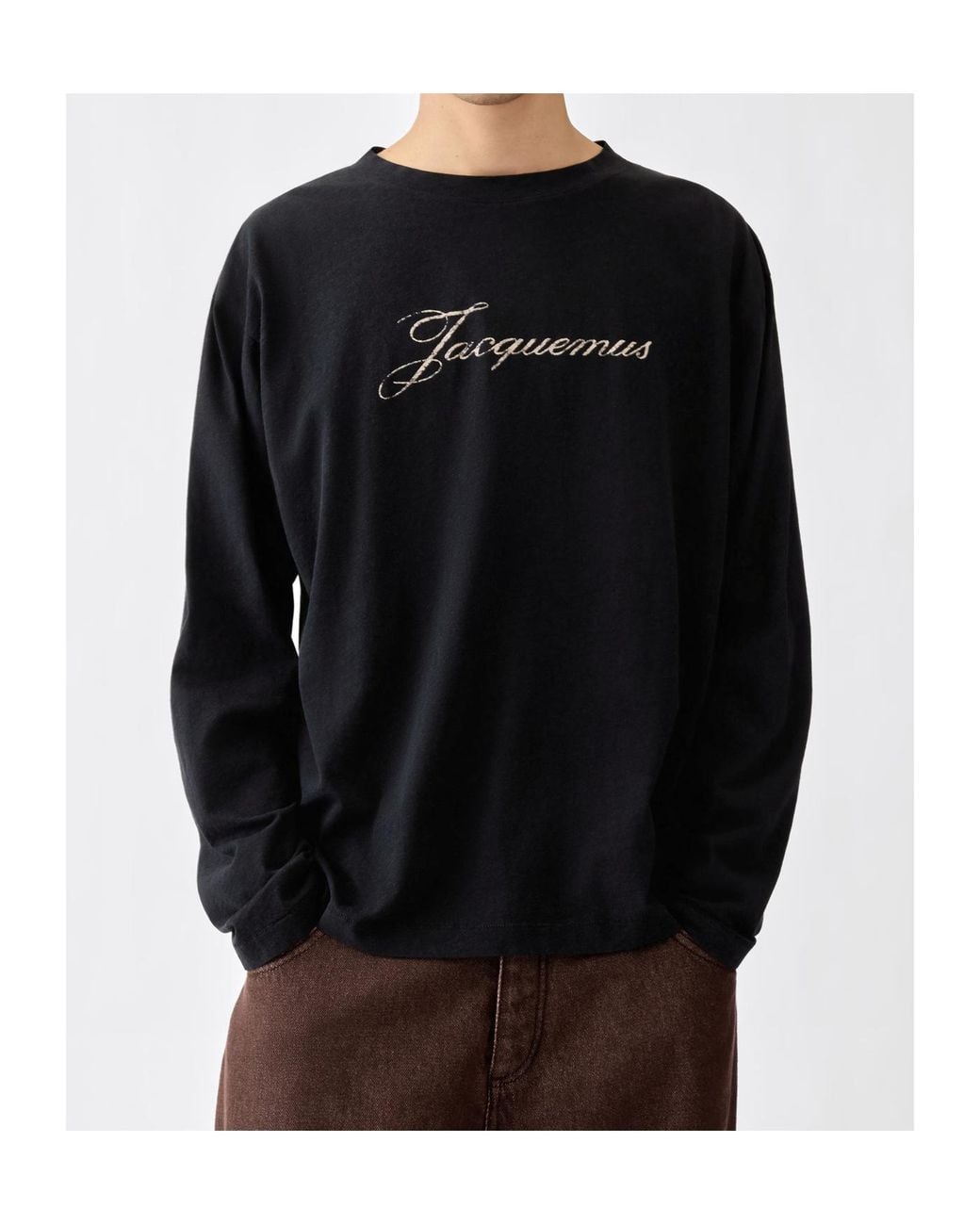 Jacquemus Black Crewneck Long-Sleeve T-Shirt for men
