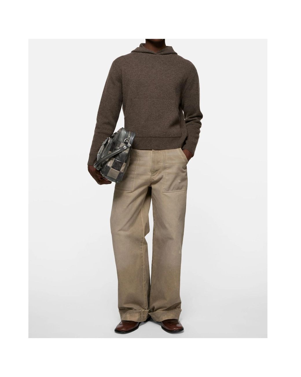Acne Brown Cashmere-Blend Hoodie for men