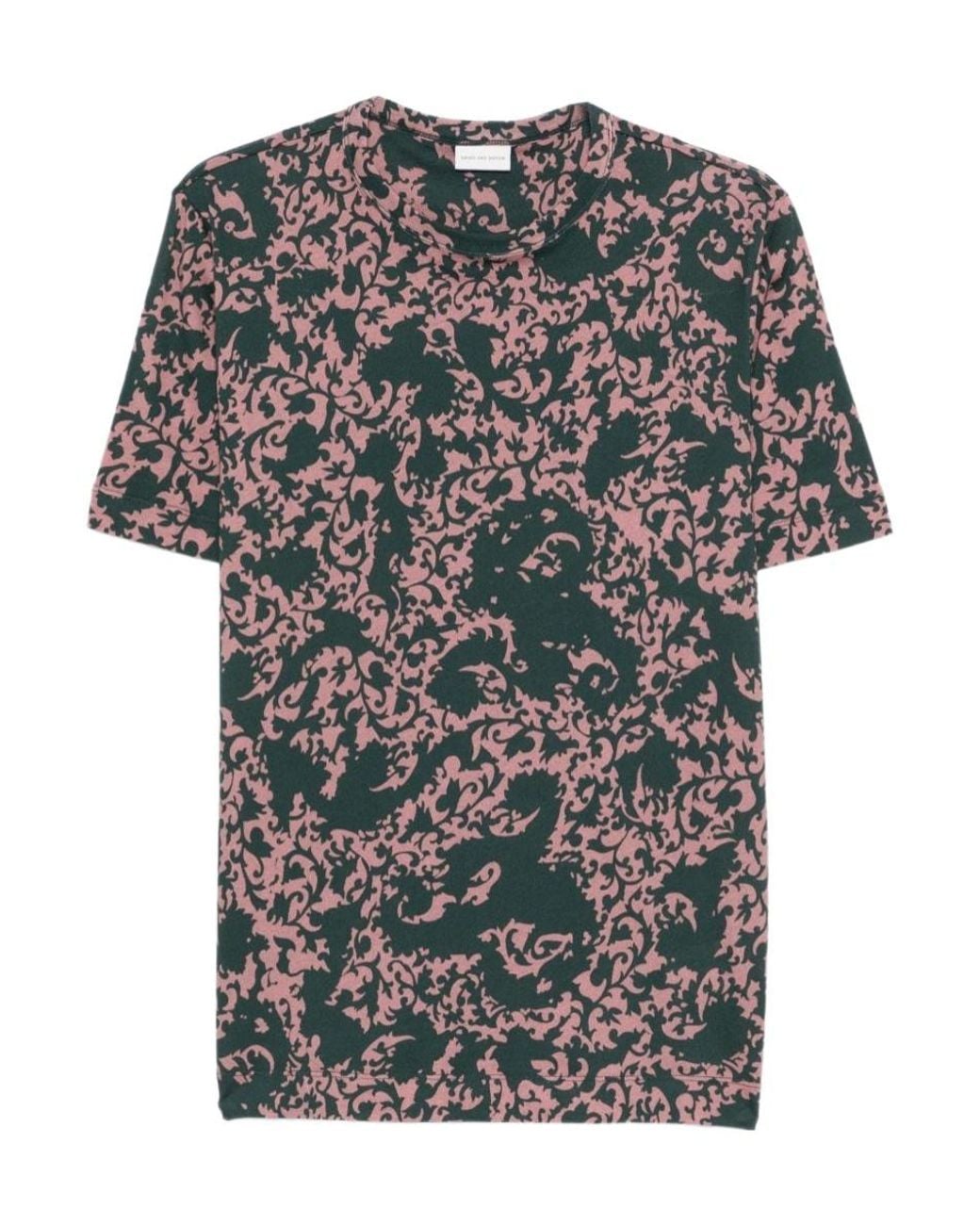 Dries Van Noten Gray All Over Print Crewneck T-Shirt for men
