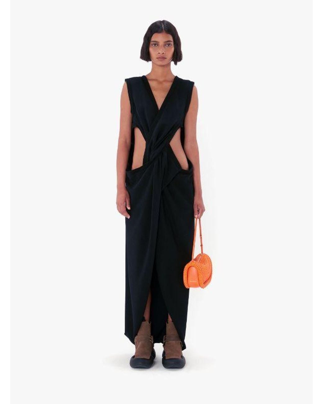 J.W. Anderson Black Twist-Front Maxi Dress