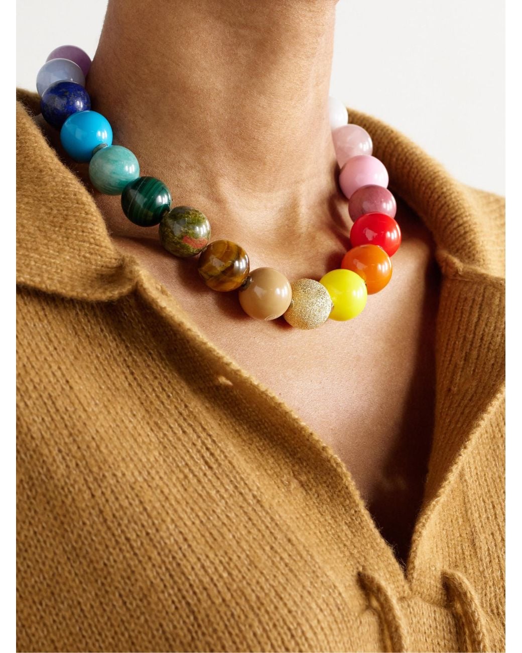 Carolina Bucci White Colorful Bead Necklace