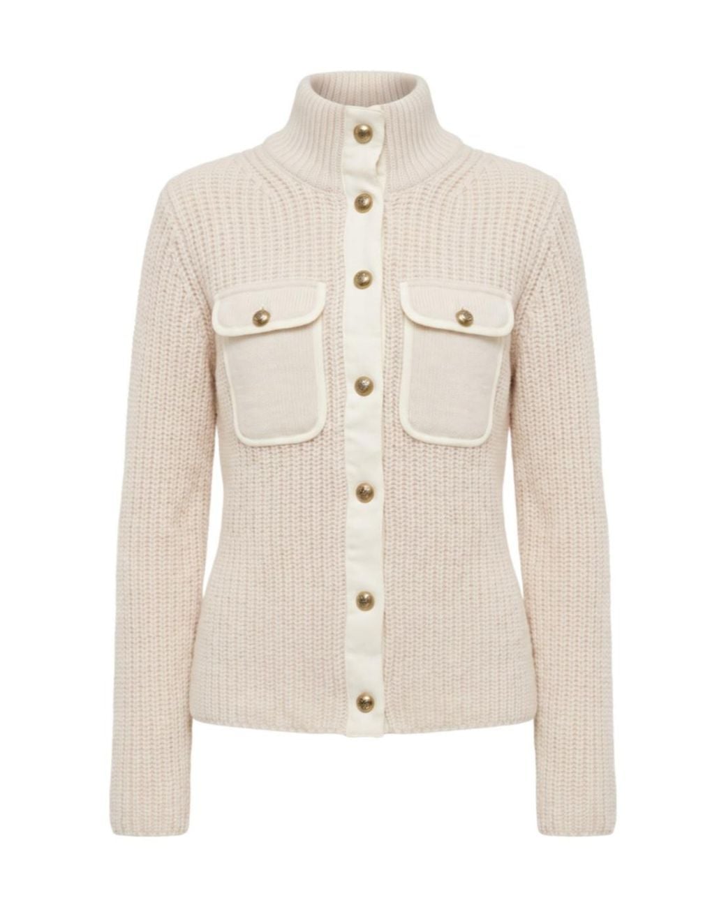 Pinko White Pispiglio Buttoned High-Neck Cardigan