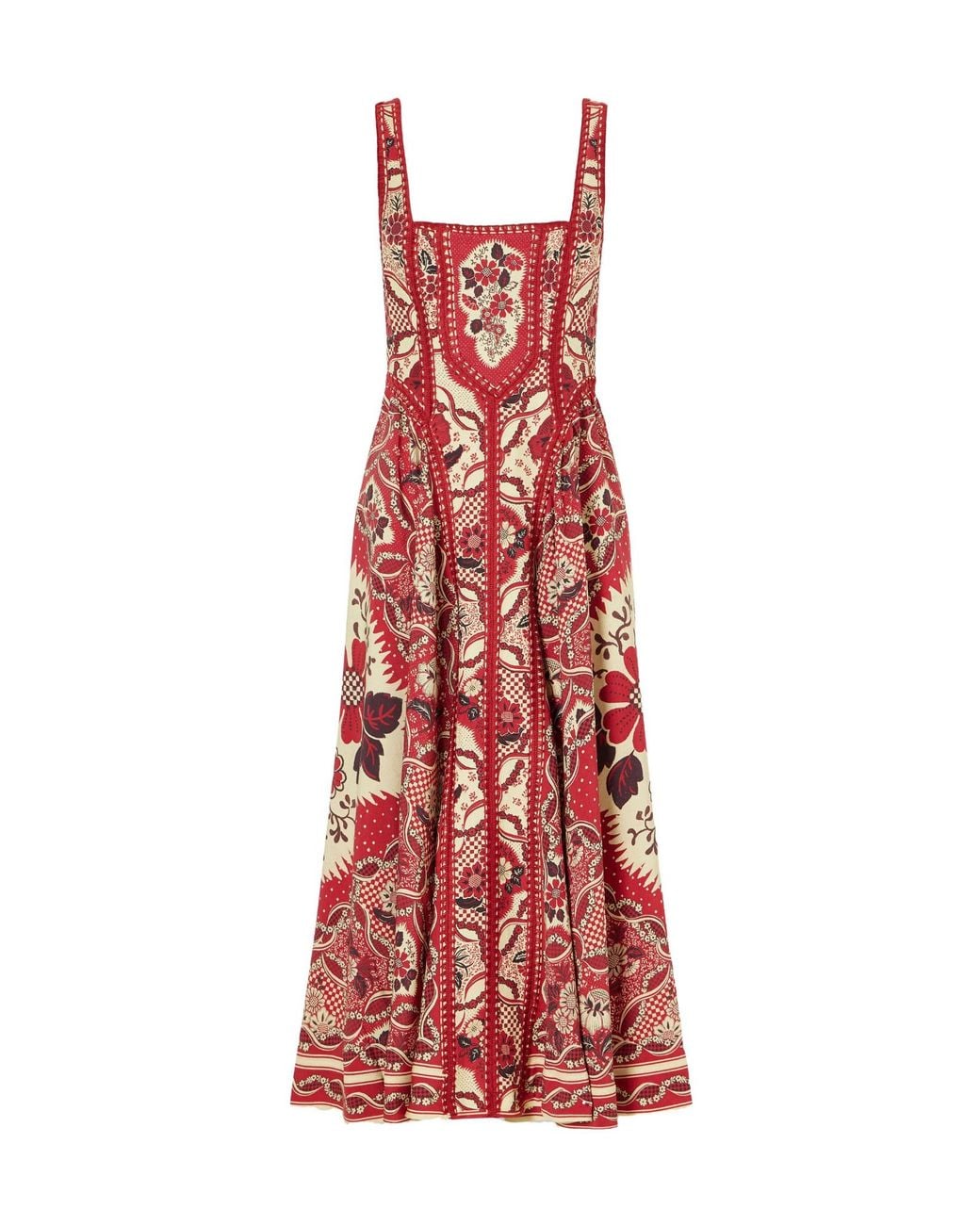 ALÉMAIS Red Kenny Floral-Print Crepe Midi Dress