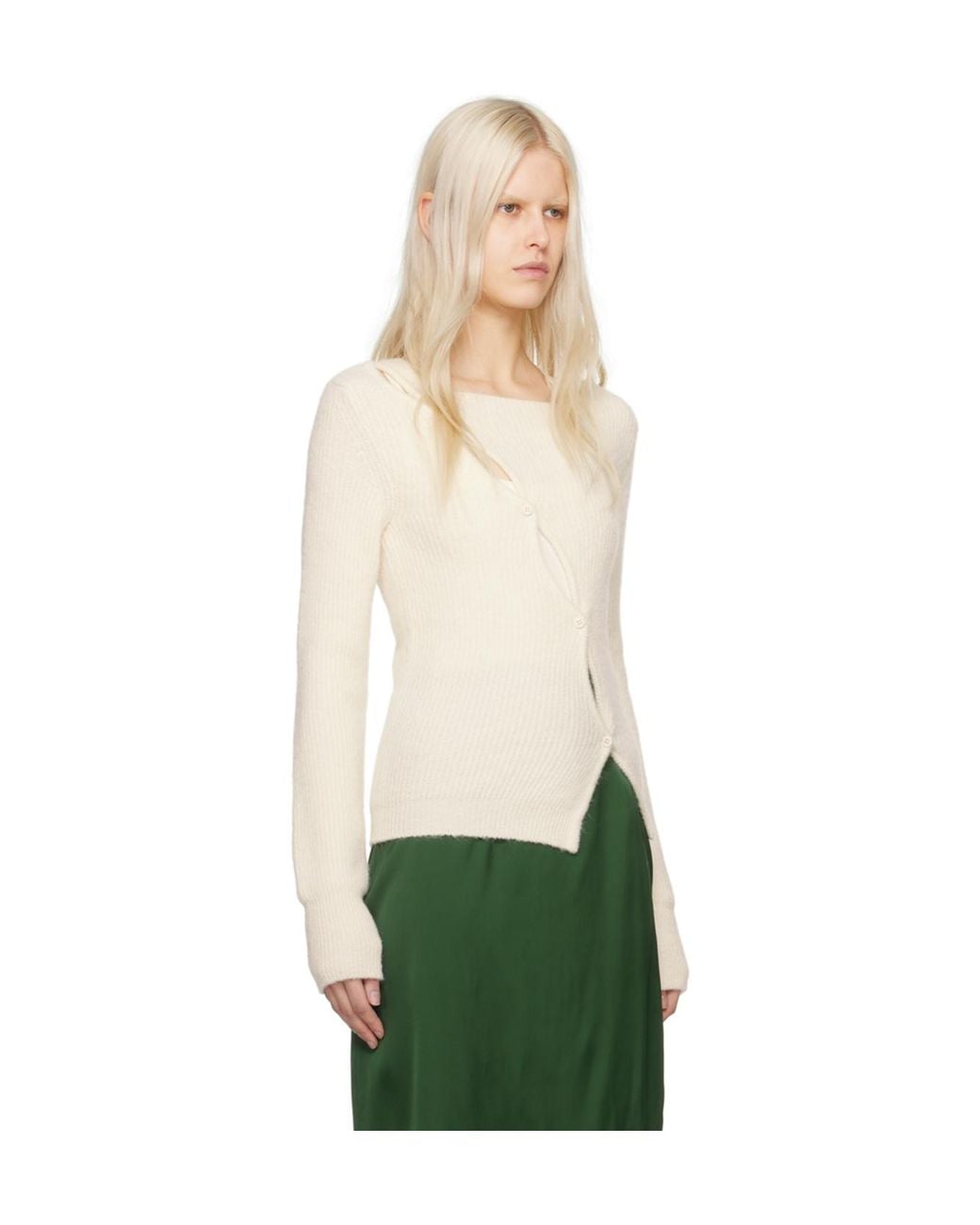 Jacquemus Green La Maille Pau Long-Sleeved Knitted Cardigan
