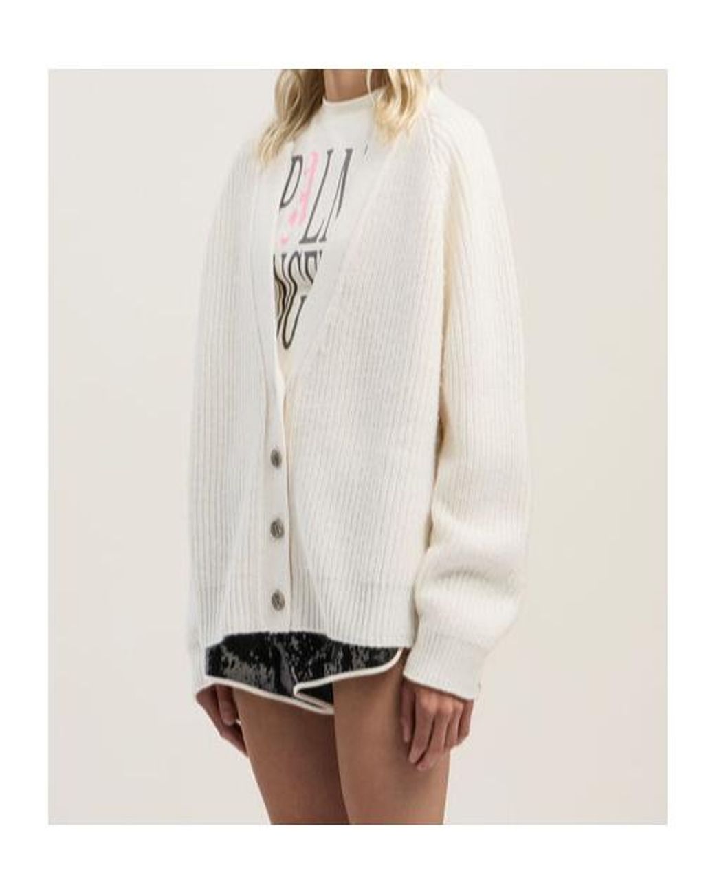 Palm Angels White V-Neck Cardigan