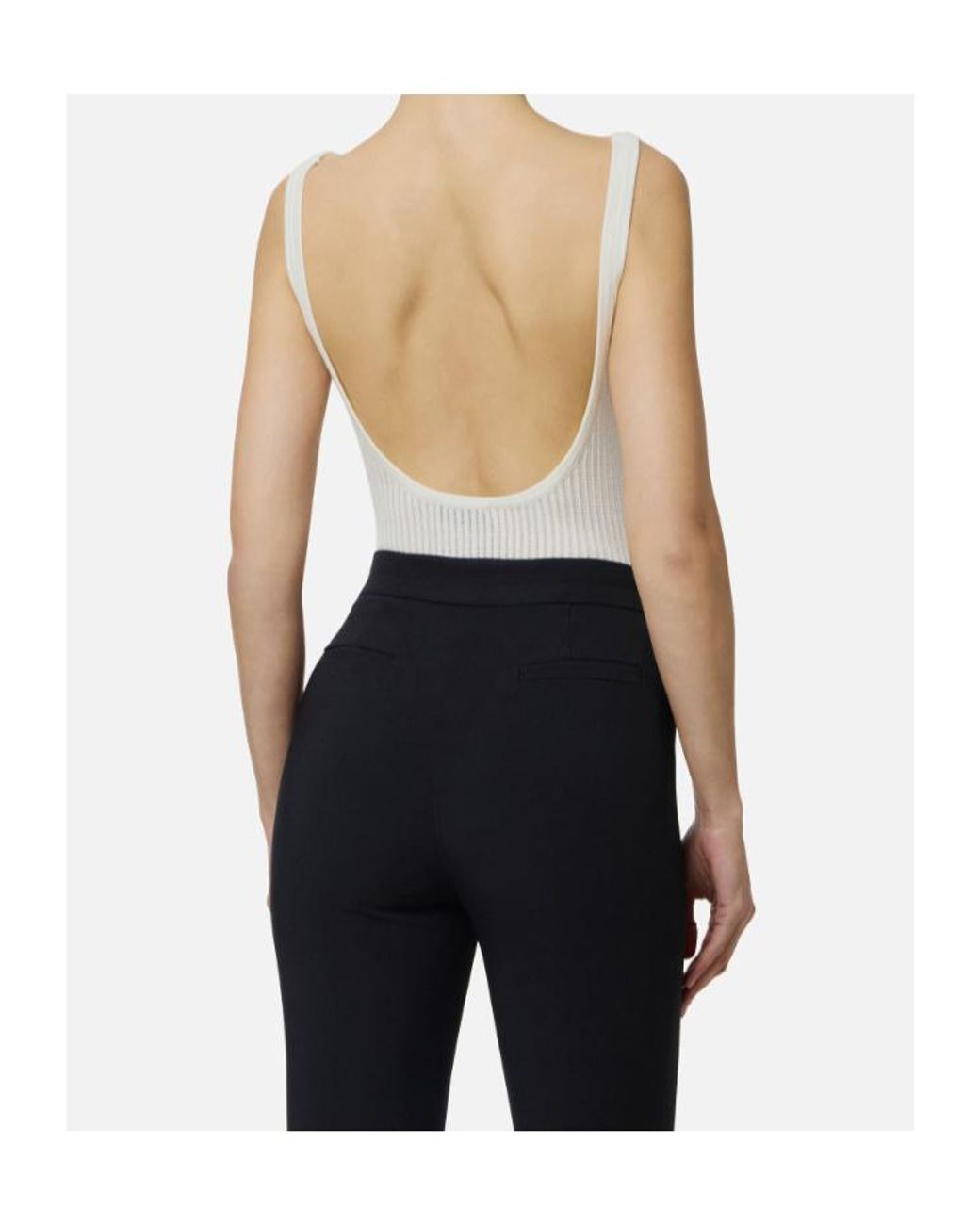 Elisabetta Franchi White Logo-Detail Ribbed Bodie