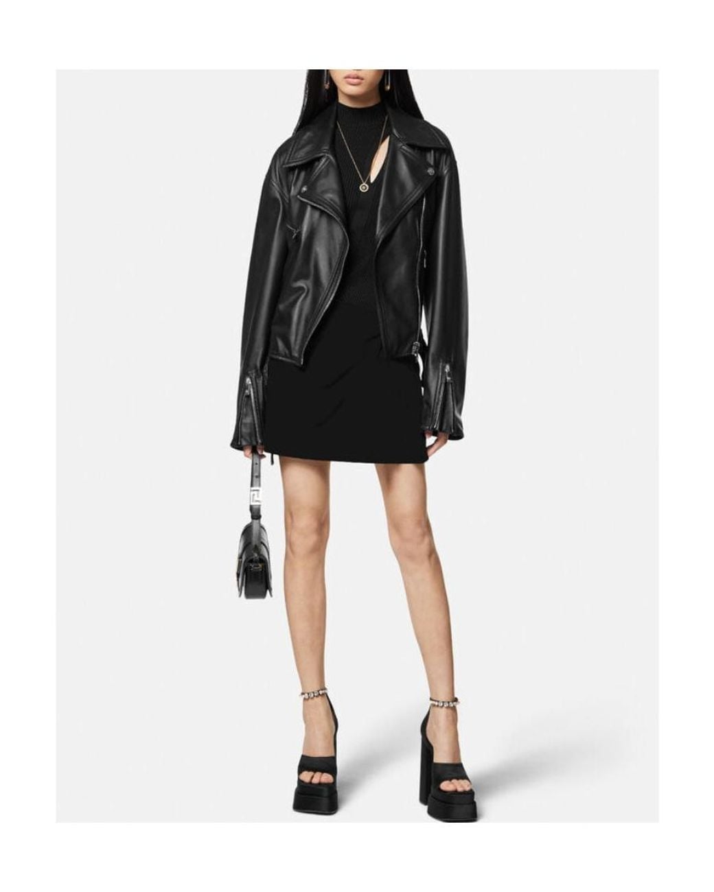 Versace Black Asymmetrical Hem Sleeveless Knitted Top