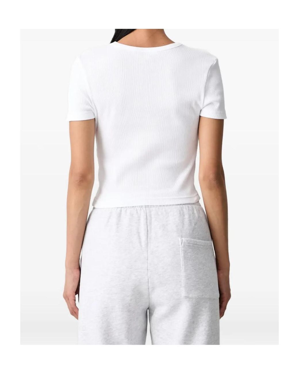 Sporty & Rich White Ribbed-Knit T-Shirt