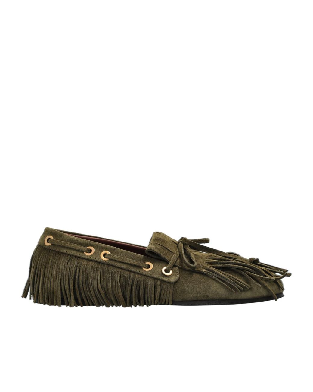 Etro Green Fringed Moccasin Flat Shoes